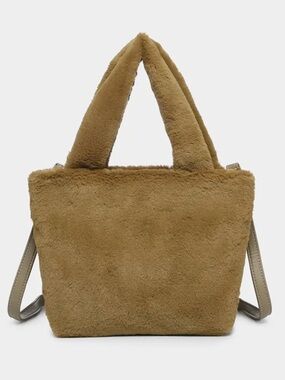 ShopEvelynne Plush Faux-Fur Tote in Camel